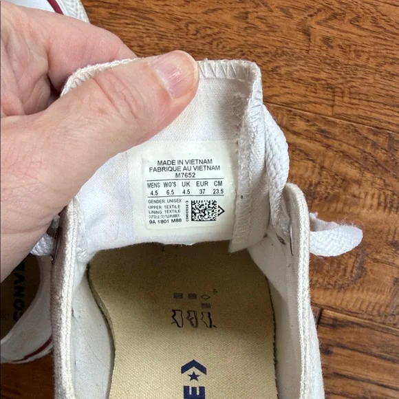 Converse All Star White Canvas Shoes with Red Trim - Picture 5 of 6